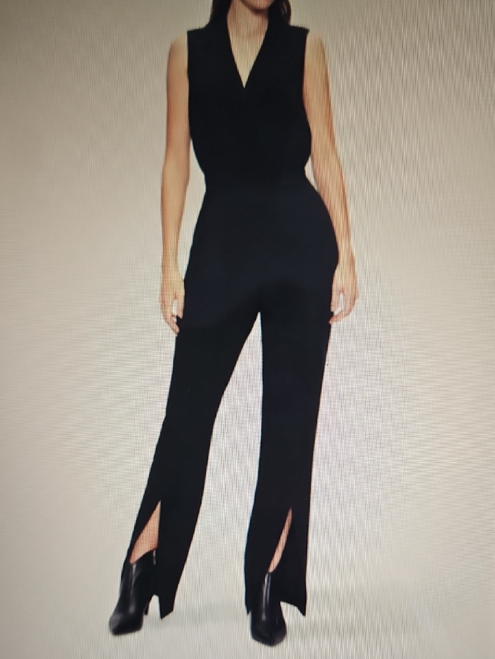 TED BAKER: NWT Monnii Black Sleeveless V-Neck Jumpsuit with Front Leg Slits